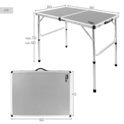 AKTIVE - Table De Camping Pliante, Réglable En 2 Hauteurs, 90x60x40/70 Cm, Gris 10 AKTIVE - Table De Camping Pliante, Réglable En 2 Hauteurs, 90x60x40/70 Cm, Gris -Camping Soldes aktive table de camping pliante reglable en 2 hauteurs 90x60x4070 cm gris 3