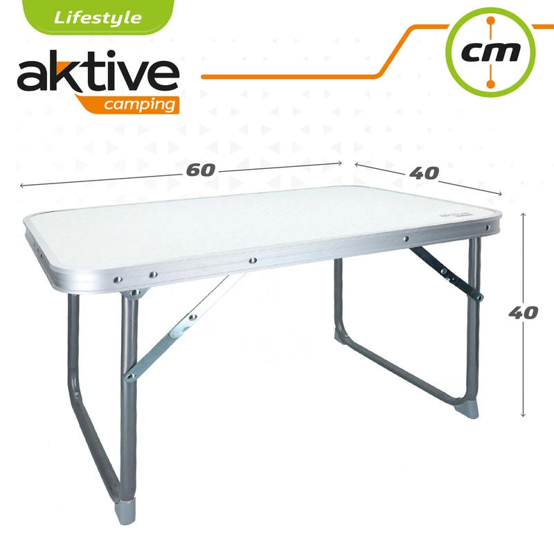 AKTIVE - Table Pliante . Table Basse Blanche En Aluminium - 40x60x40 Cm 4 AKTIVE - Table Pliante . Table Basse Blanche En Aluminium - 40x60x40 Cm – Image 4