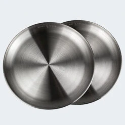 Assiette Plate De Camping | Diamètre Env. 23 Cm | Acier Inox | 2 Assiettes -Camping Soldes assiette plate de camping diametre env 23 cm acier inox 2 assiettes 3