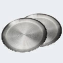 Assiette Plate De Camping | Diamètre Env. 23 Cm | Acier Inox | 2 Assiettes -Camping Soldes assiette plate de camping diametre env 23 cm acier inox 2 assiettes 4