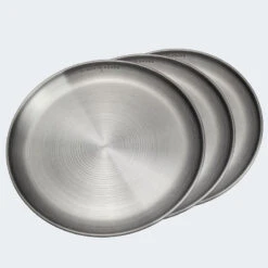 Assiette Plate De Camping | Diamètre Env. 23 Cm | Acier Inox | 3 Assiettes -Camping Soldes assiette plate de camping diametre env 23 cm acier inox 3 assiettes 2