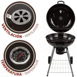 Barbecue Portable Rond Au Charbon De Bois Avec Couvercle Aktive -Camping Soldes barbecue portable rond au charbon de bois avec couvercle aktive 2