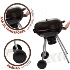 Barbecue Portable Rond Au Charbon De Bois Avec Couvercle Aktive -Camping Soldes barbecue portable rond au charbon de bois avec couvercle aktive 5