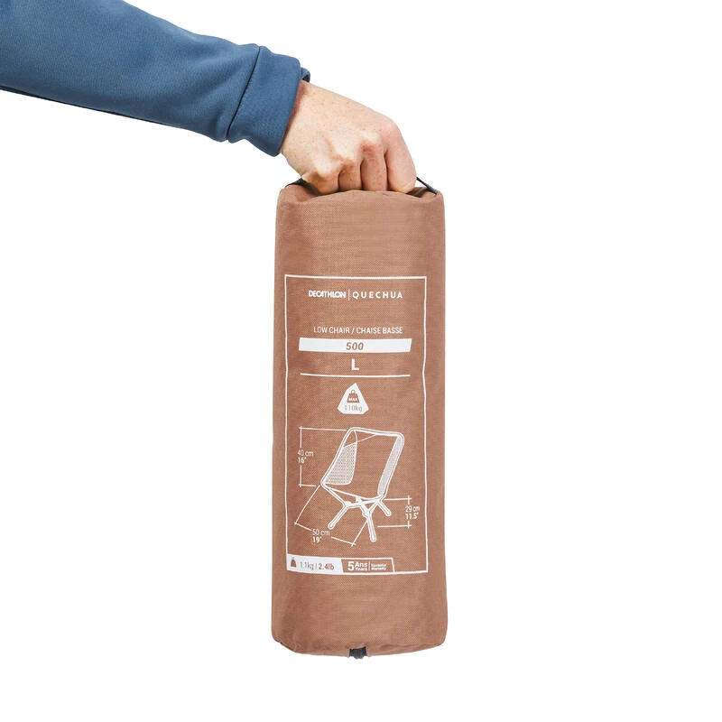 Quechua CHAISE BASSE PLIANTE DE CAMPING MH500 MARRON 2 Quechua CHAISE BASSE PLIANTE DE CAMPING MH500 MARRON – Image 2