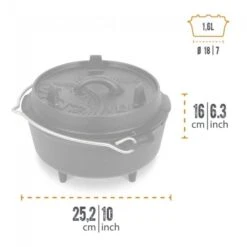 Petromax Dutch Oven FT3-3QT (avec Pieds) Et Lève-couvercle Professionnel -Camping Soldes petromax dutch oven ft3 3qt avec pieds et leve couvercle professionnel 2