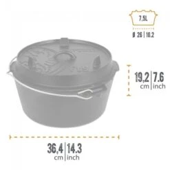 Petromax Dutch Oven FT9-9QT (Sans Pieds) Set - Poêle + Levier De Couvercle + -Camping Soldes petromax dutch oven ft9 9qt sans pieds set poele levier de couvercle 2