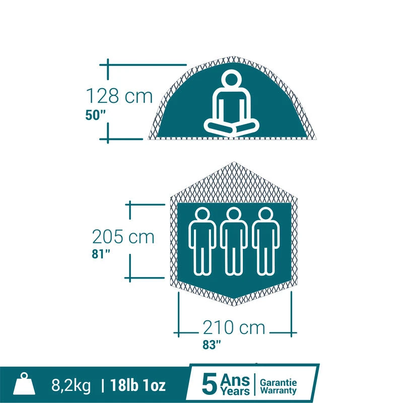 Quechua Tente De Camping - 2 Seconds EASY - 3 Places - Fresh & Black 2 Quechua Tente De Camping - 2 Seconds EASY - 3 Places - Fresh & Black – Image 2