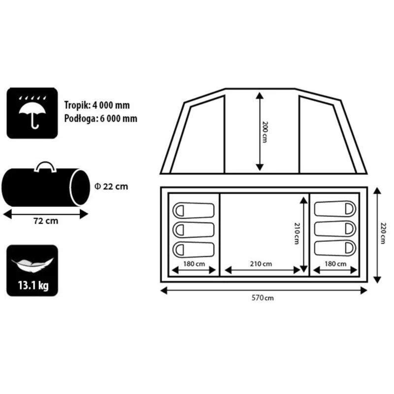 Tente De Camping Familiale Peme Bojan 6 Personnes 2 Chambres 2 Tente De Camping Familiale Peme Bojan 6 Personnes 2 Chambres – Image 2
