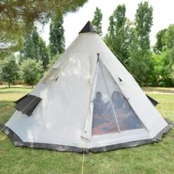 Tente De Camping Tipii - 6 Personnes - Hauteur 2,50m - Moustiquaire - Beige/Gris 13 Tente De Camping Tipii - 6 Personnes - Hauteur 2,50m - Moustiquaire - Beige/Gris -Camping Soldes tente de camping tipii 6 personnes hauteur 250m moustiquaire beigegris 6