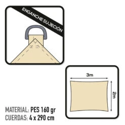 Voile D'ombrage Rectangulaire Aktive Garden Couleur Crème 6 Voile D'ombrage Rectangulaire Aktive Garden Couleur Crème -Camping Soldes voile dombrage rectangulaire aktive garden couleur creme 2